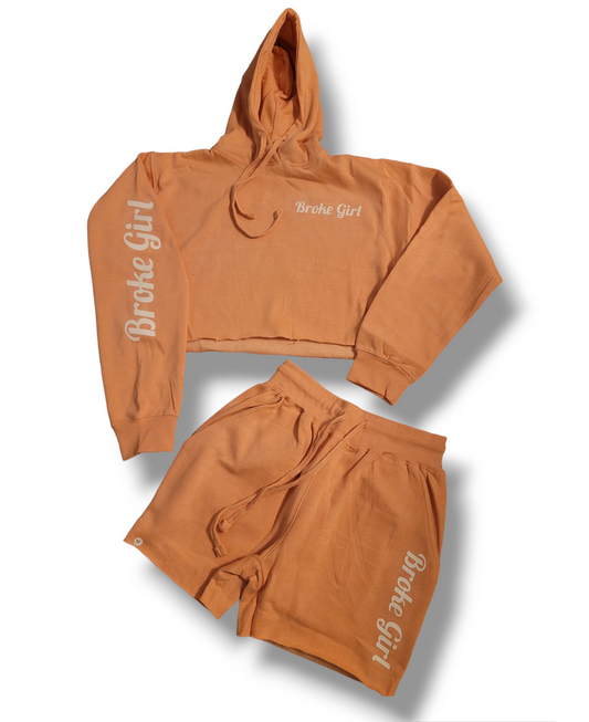 Peach Broke Girl Crop Top Set